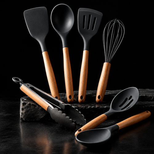 Silicone Kitchen Utensil Set – Dark Bold Editorial